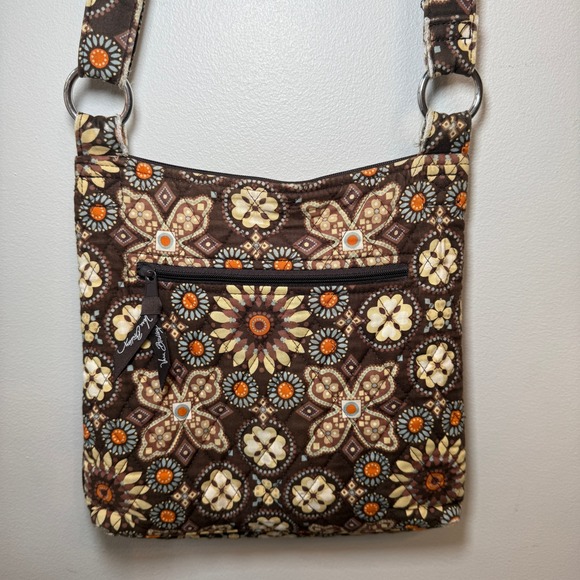 Vera Bradley Quilted Crossbody Bag Purse Canyon Floral Print Brown Adjustable - Picture 7 of 7